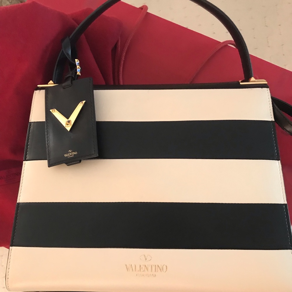 Authentic Valentino My Rockstud Striped Flap Bag.